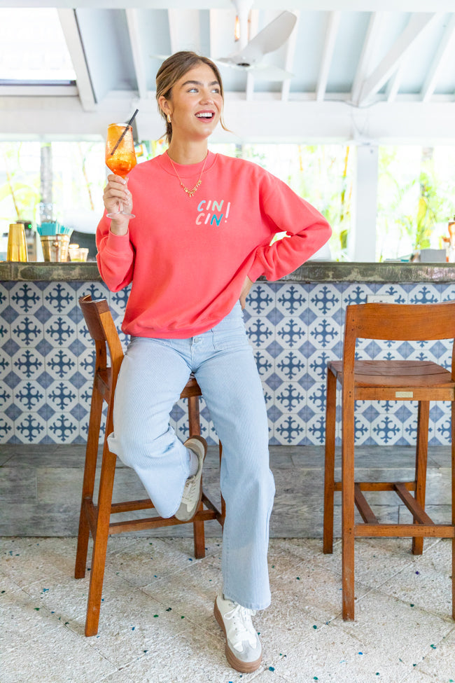 Cin Cin! Light Red Graphic Sweatshirt SALE-Sunny Prom