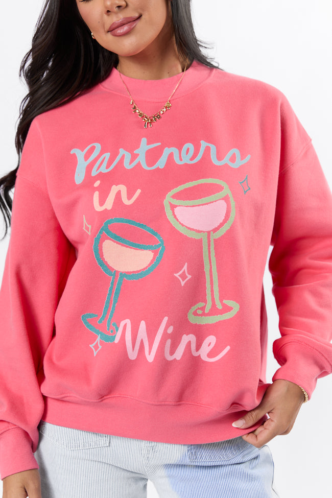Partners in Wine Light Red Graphic Sweatshirt SALE-Sunny Prom