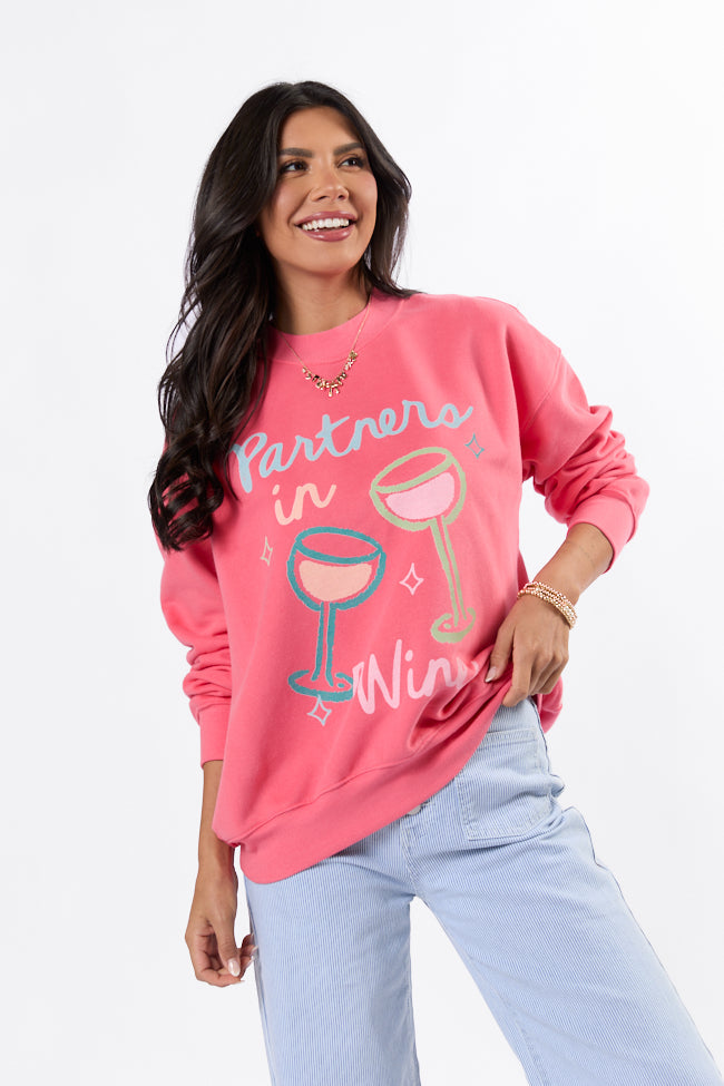 Partners in Wine Light Red Graphic Sweatshirt SALE-Sunny Prom