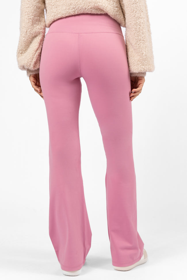 Get Moving Pink Flare Knit Leggings FINAL SALE-Sunny Prom