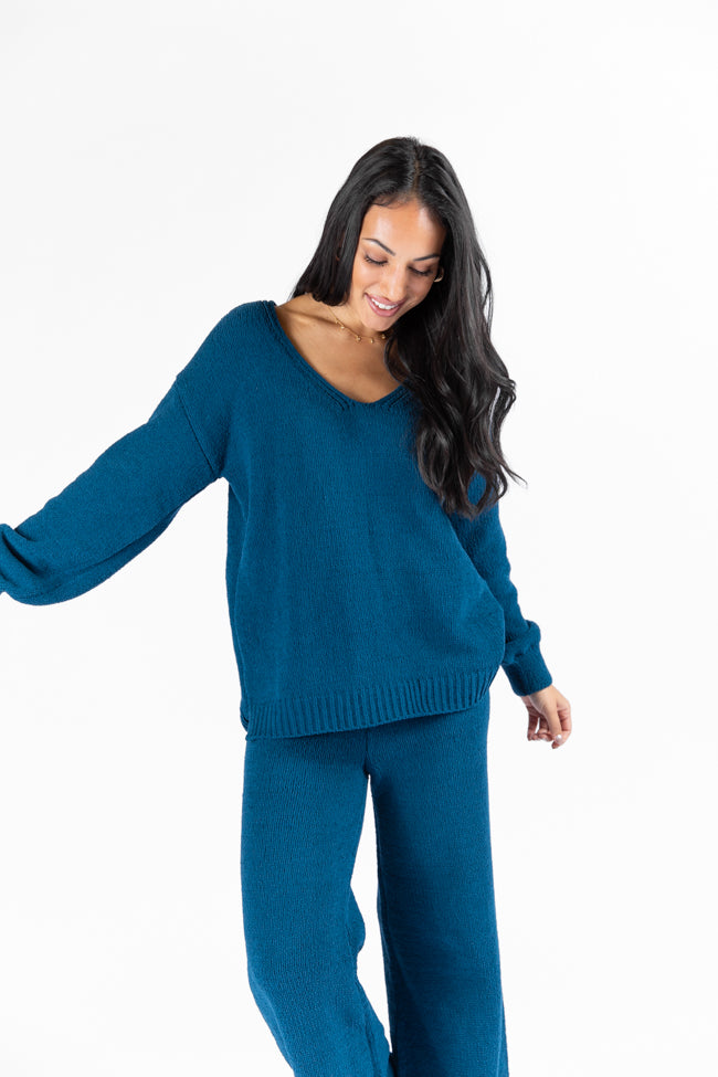 Cozy For Keeps Navy V-Neck Sweater FINAL SALE-Sunny Prom