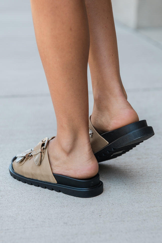 LeeAnn Taupe Double Buckle Western Sandals FINAL SALE-Sunny Prom