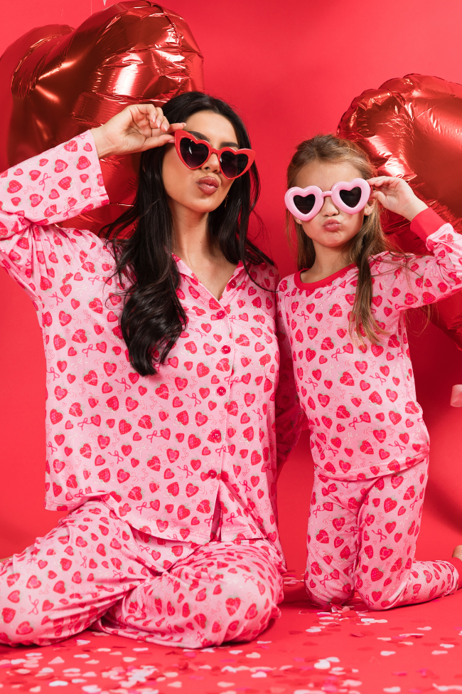 Kid's Sweet Dreams Strawberry Hearts Pajama Set FINAL SALE-Sunny Prom