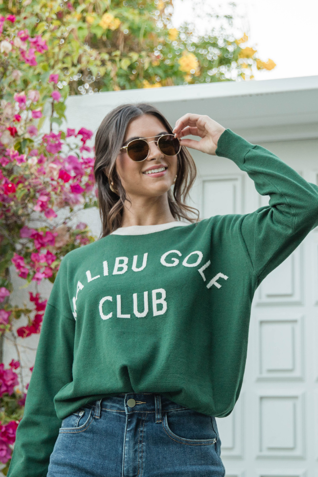 Malibu Golf Club Green Lightweight Sweater FINAL SALE-Sunny Prom