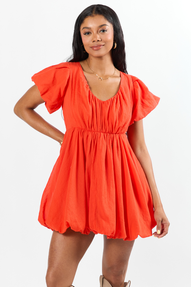Almost Daylight Red Bubble Hem Mini Dress SALE-Sunny Prom