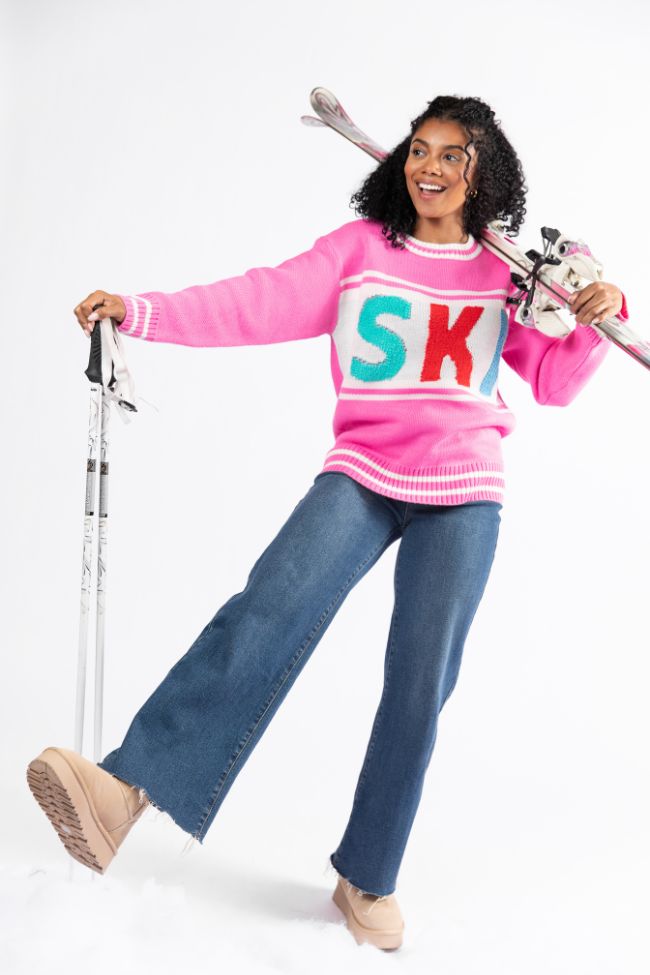 Varsity Ski Pink Sweater FINAL SALE-Sunny Prom