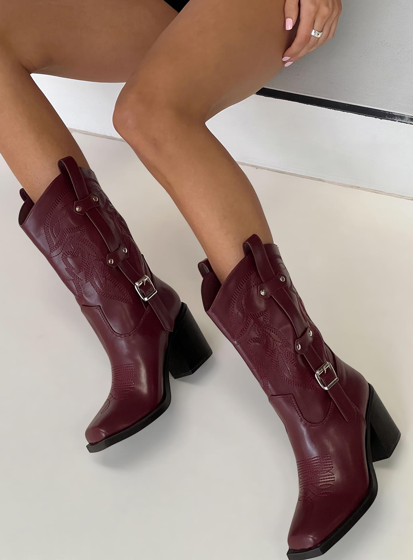 Cypress Western Boots Burgundy-Oh Mollys