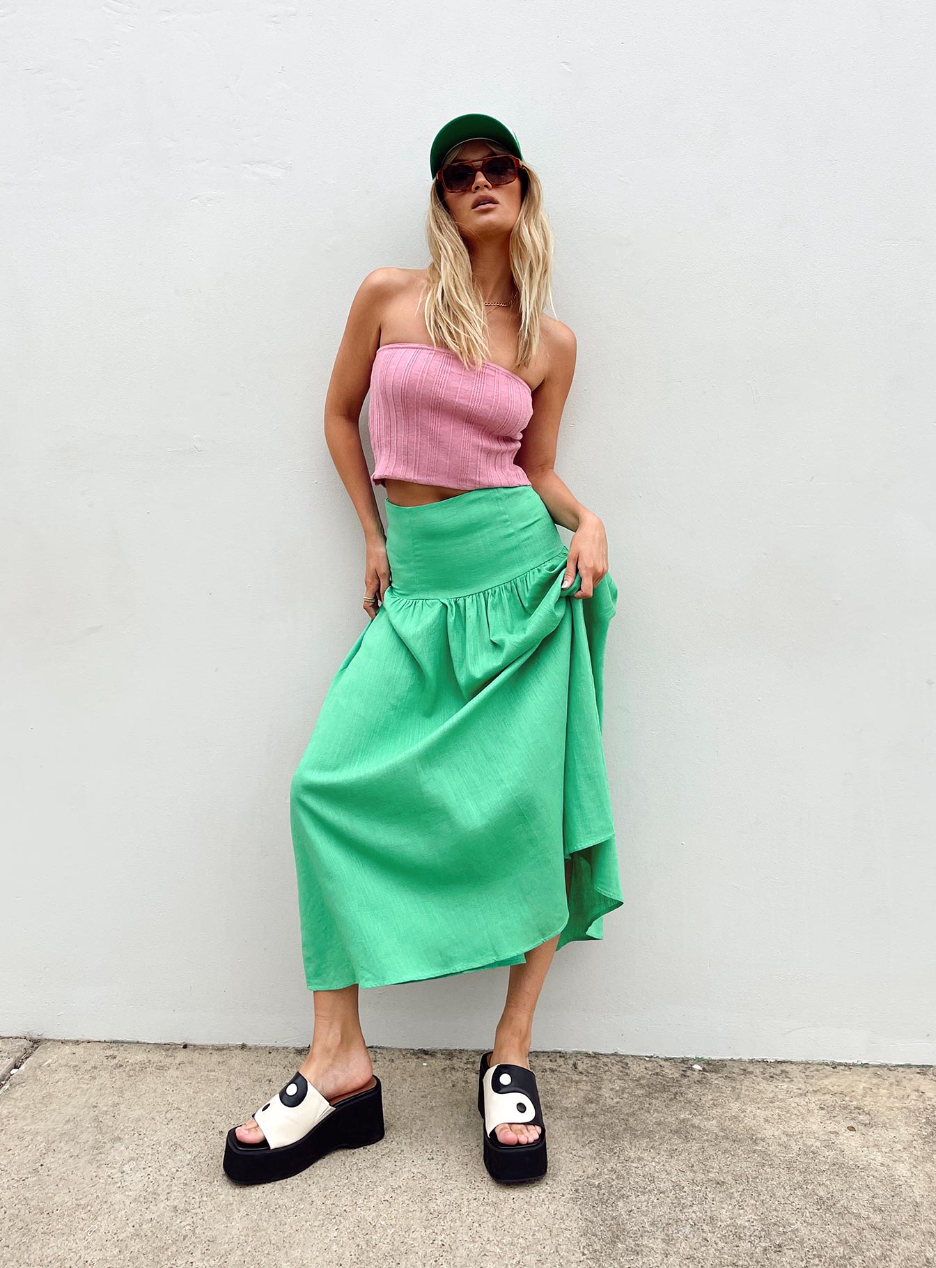 Carol Maxi Skirt Green-Oh Mollys