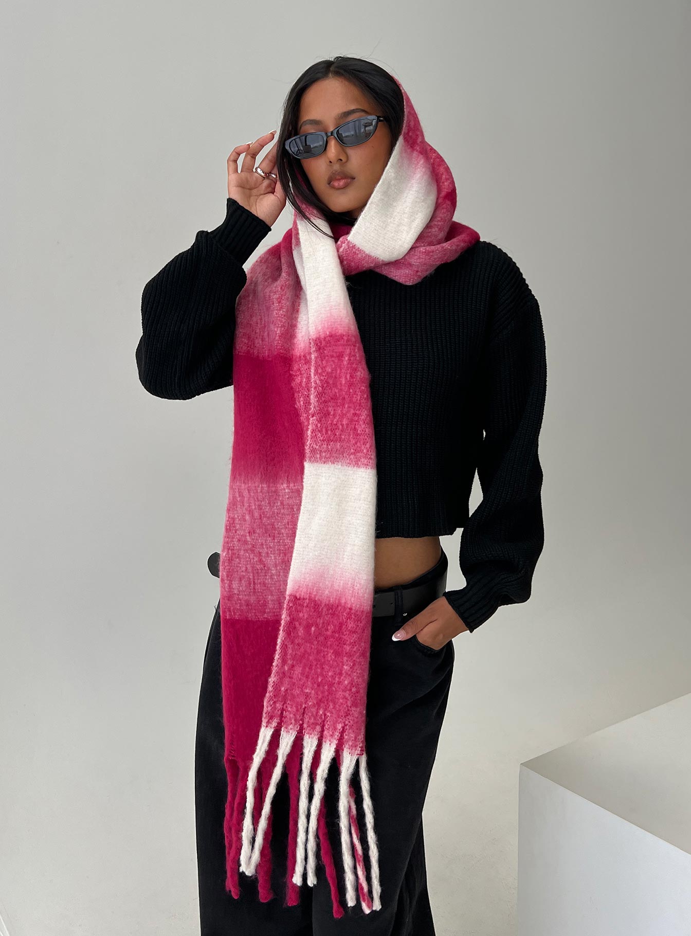 Consideration Scarf Pink Check-Oh Mollys