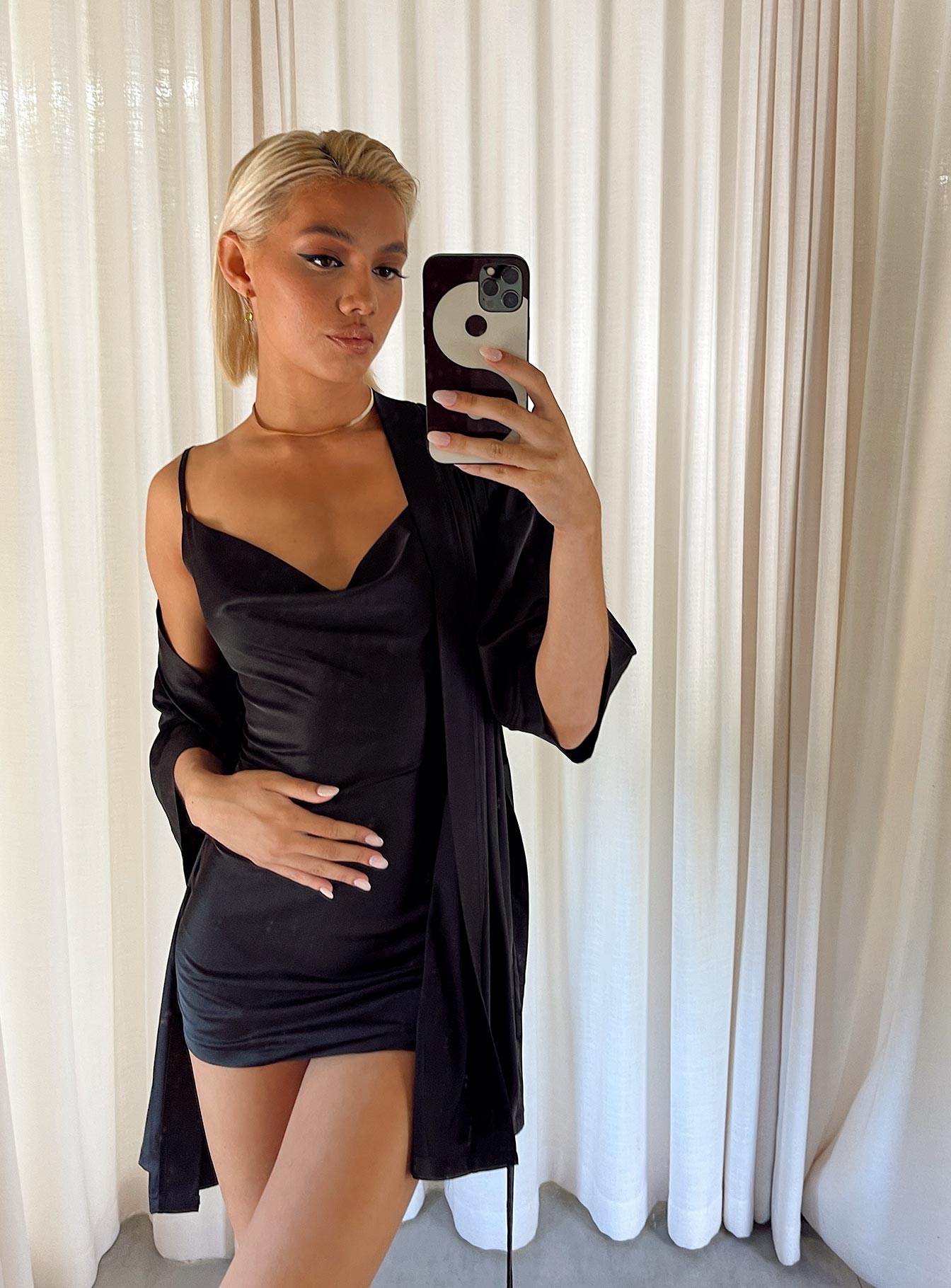 Rise And Shine Dressing Gown Dress Set Black-Oh Mollys