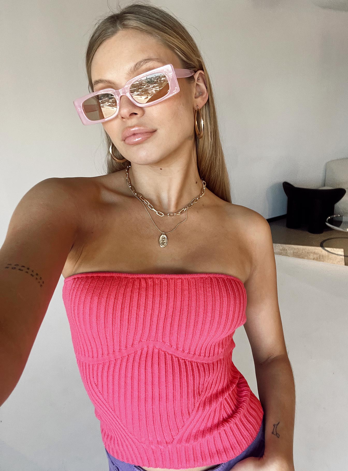 Royce Strapless Top Pink-Oh Mollys