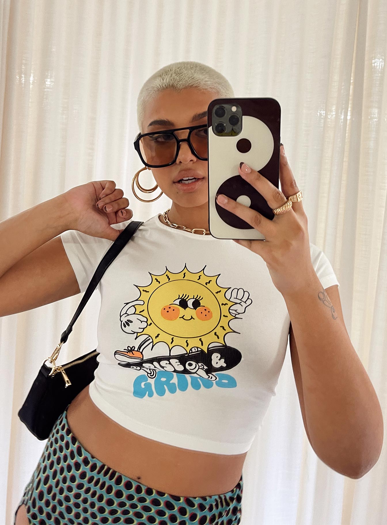 Rise And Grind Cropped Tee White-Oh Mollys