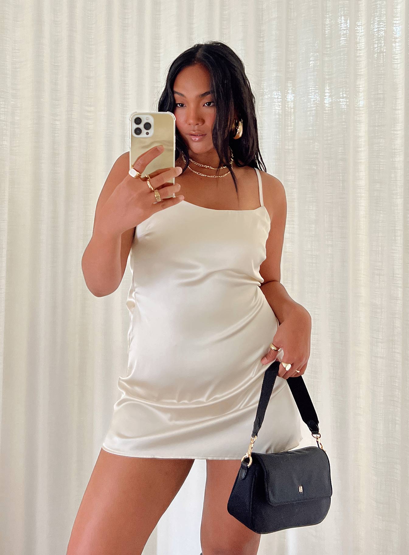 Chanelle Mini Dress Champagne-Oh Mollys