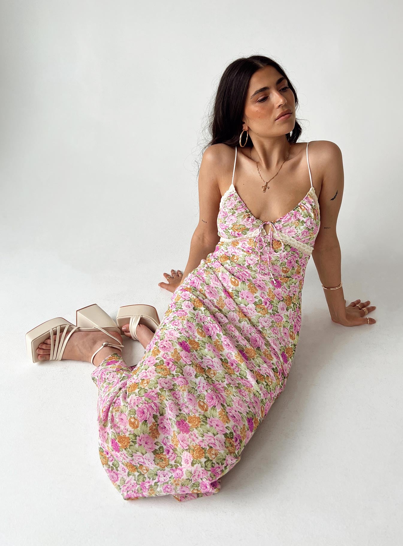 Emily Maxi Dress Pink Floral Petite-Oh Mollys