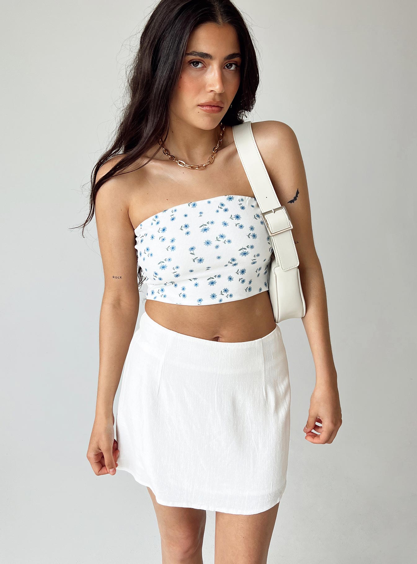Selby Mini Skirt White Petite-Oh Mollys