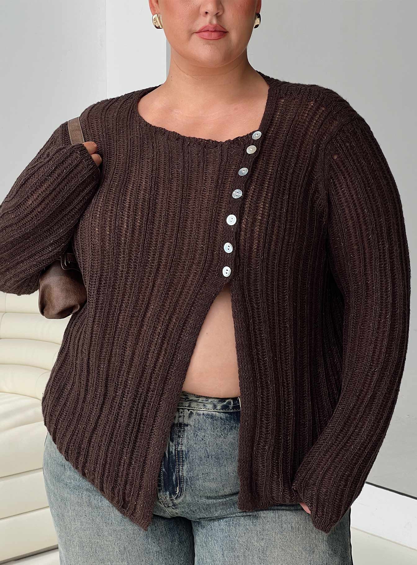 Lenker Knit Jumper Brown Curve-Oh Mollys