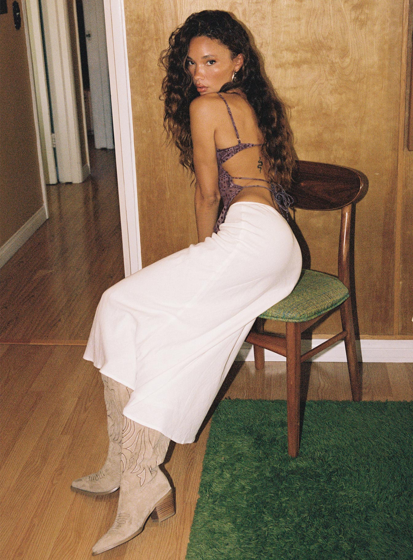 Ermias Linen Blend Midi Skirt White-Oh Mollys