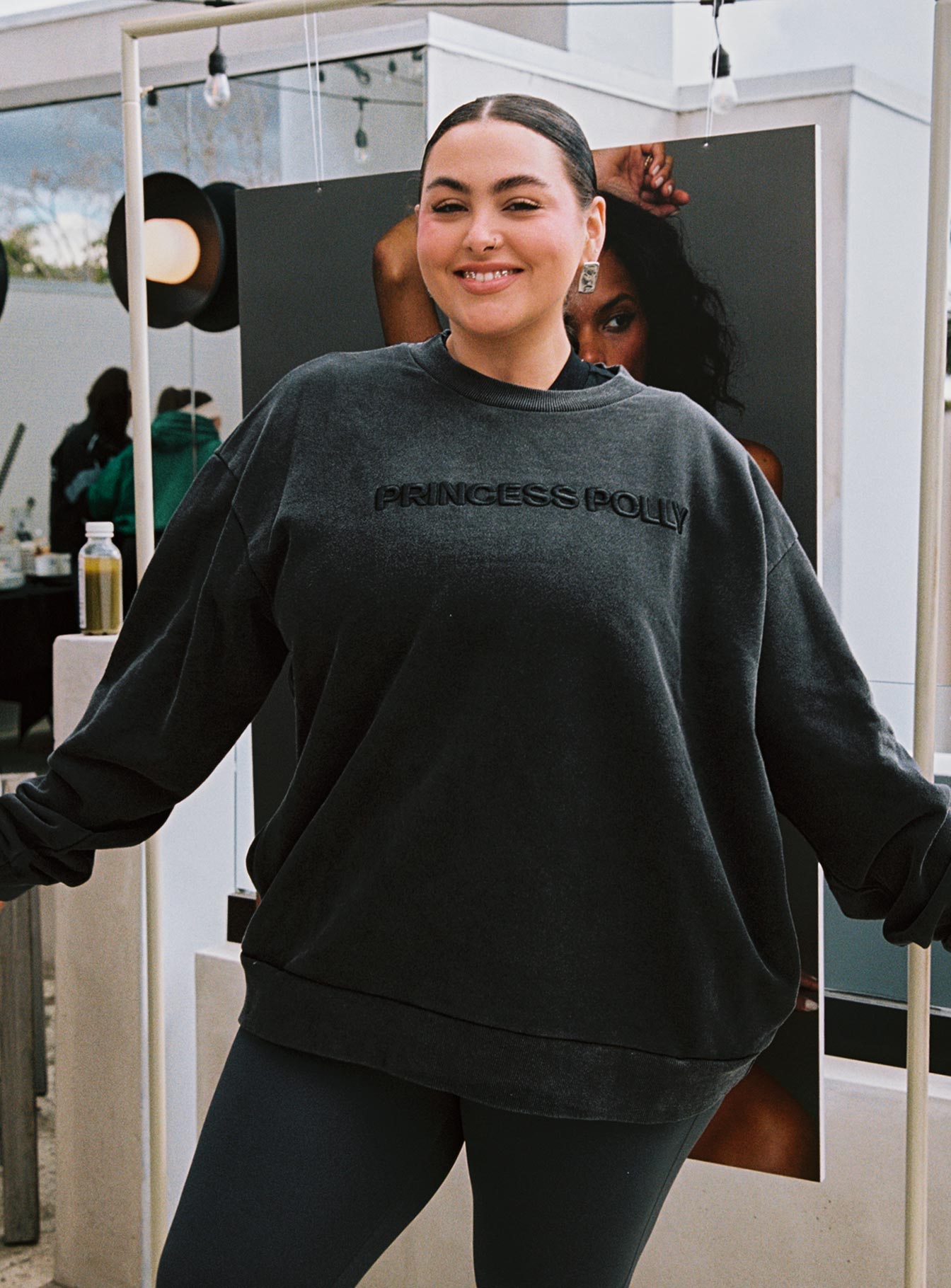 Fearlessness Activewear Crew Neck Sweatshirt Black Curve-Oh Mollys