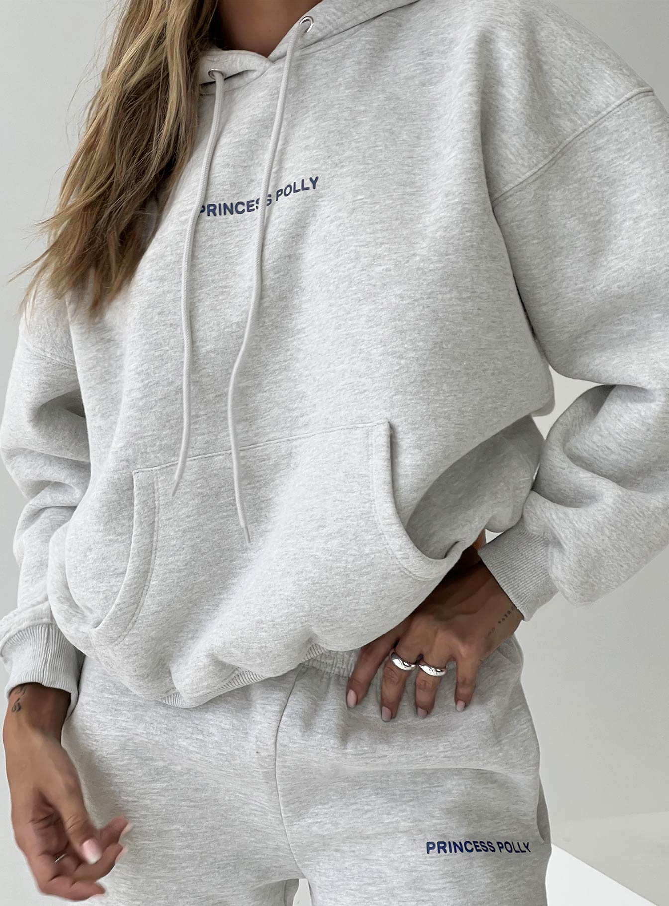 Oh Mollys Hooded Sweatshirt Bubble Text Grey Marle / Slate-Oh Mollys