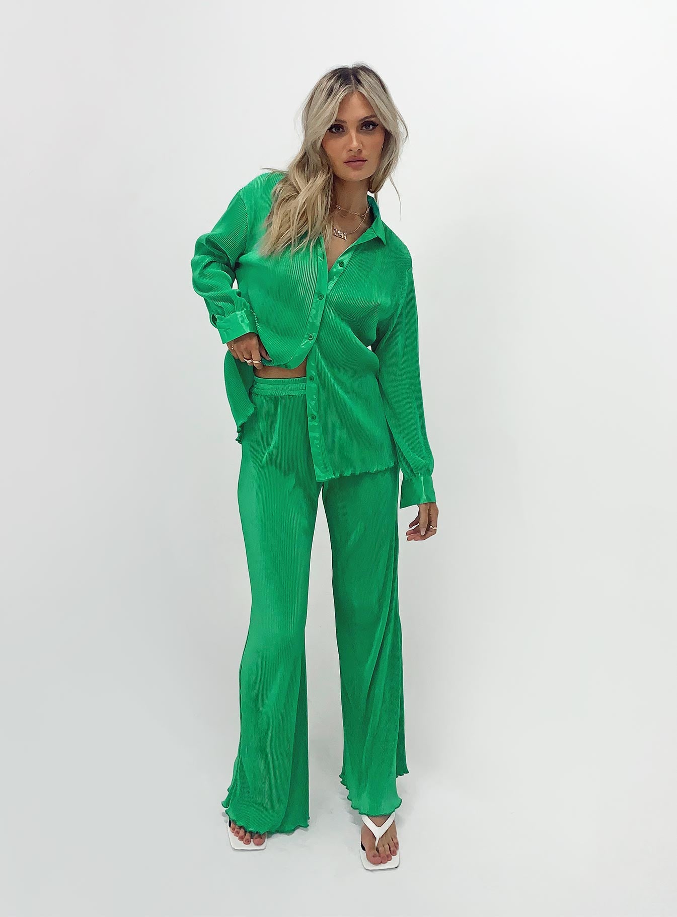 Lennix Plisse Set Green-Oh Mollys