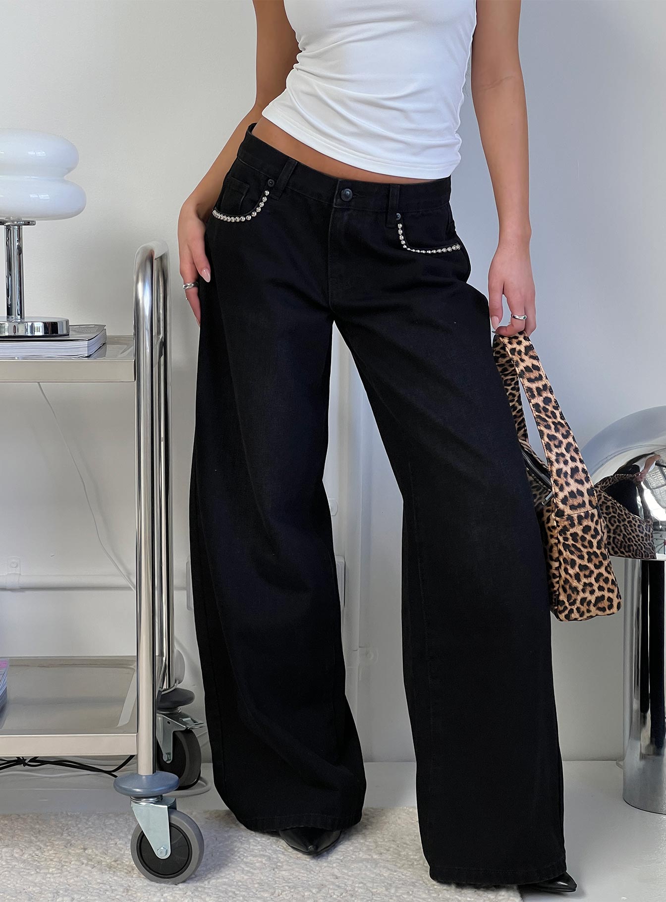 Pearlisle Baggy Jeans Black-Oh Mollys