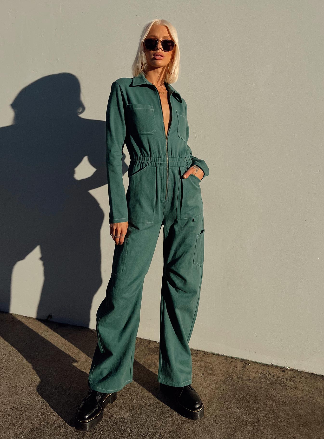 Miami Vice Boiler Suit Forest Green-Oh Mollys