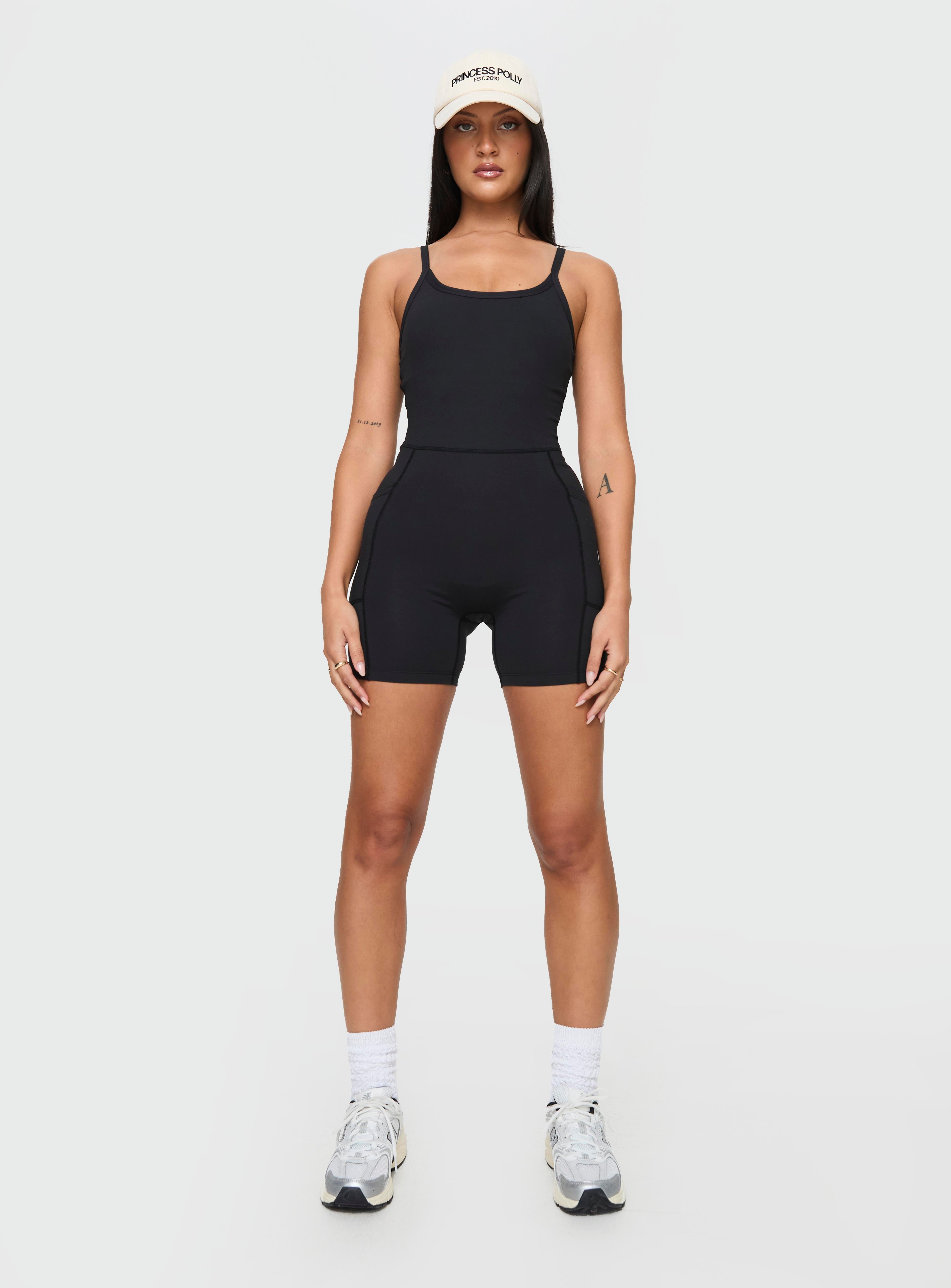 Feel Good Contour Activewear Catsuit Black-Oh Mollys