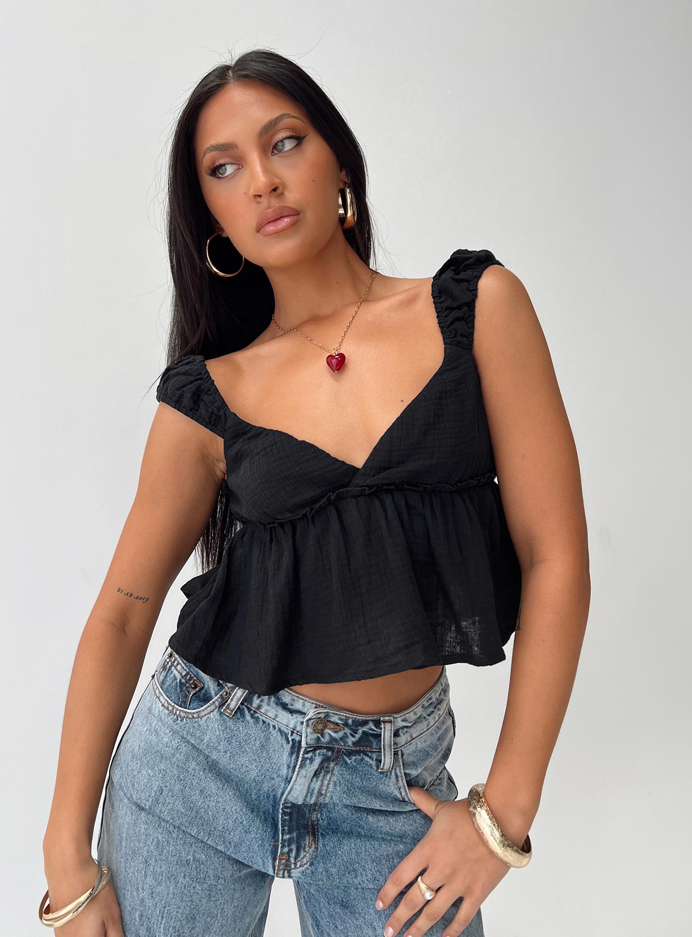 Contardo Short Sleeve Top Black-Oh Mollys