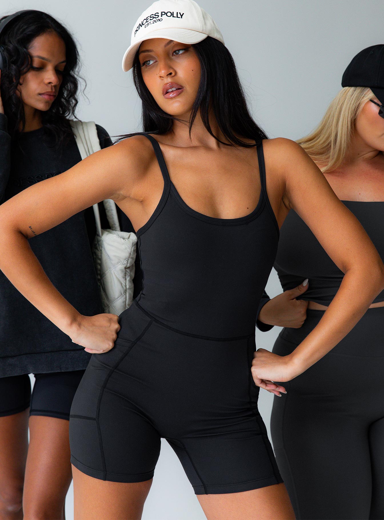 Feel Good Contour Activewear Catsuit Black-Oh Mollys
