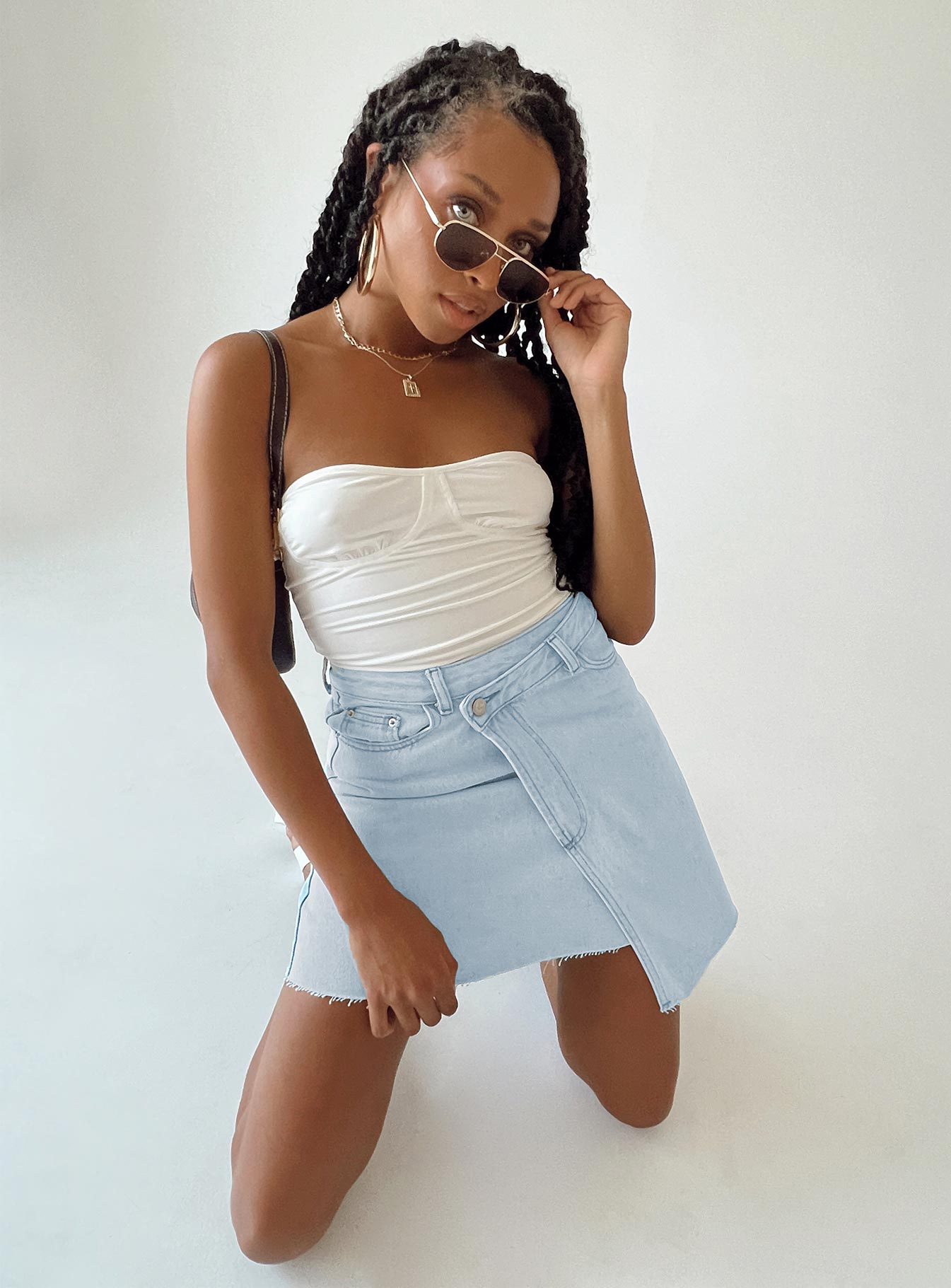 Ryder Light Wash Denim Skirt Denim-Oh Mollys