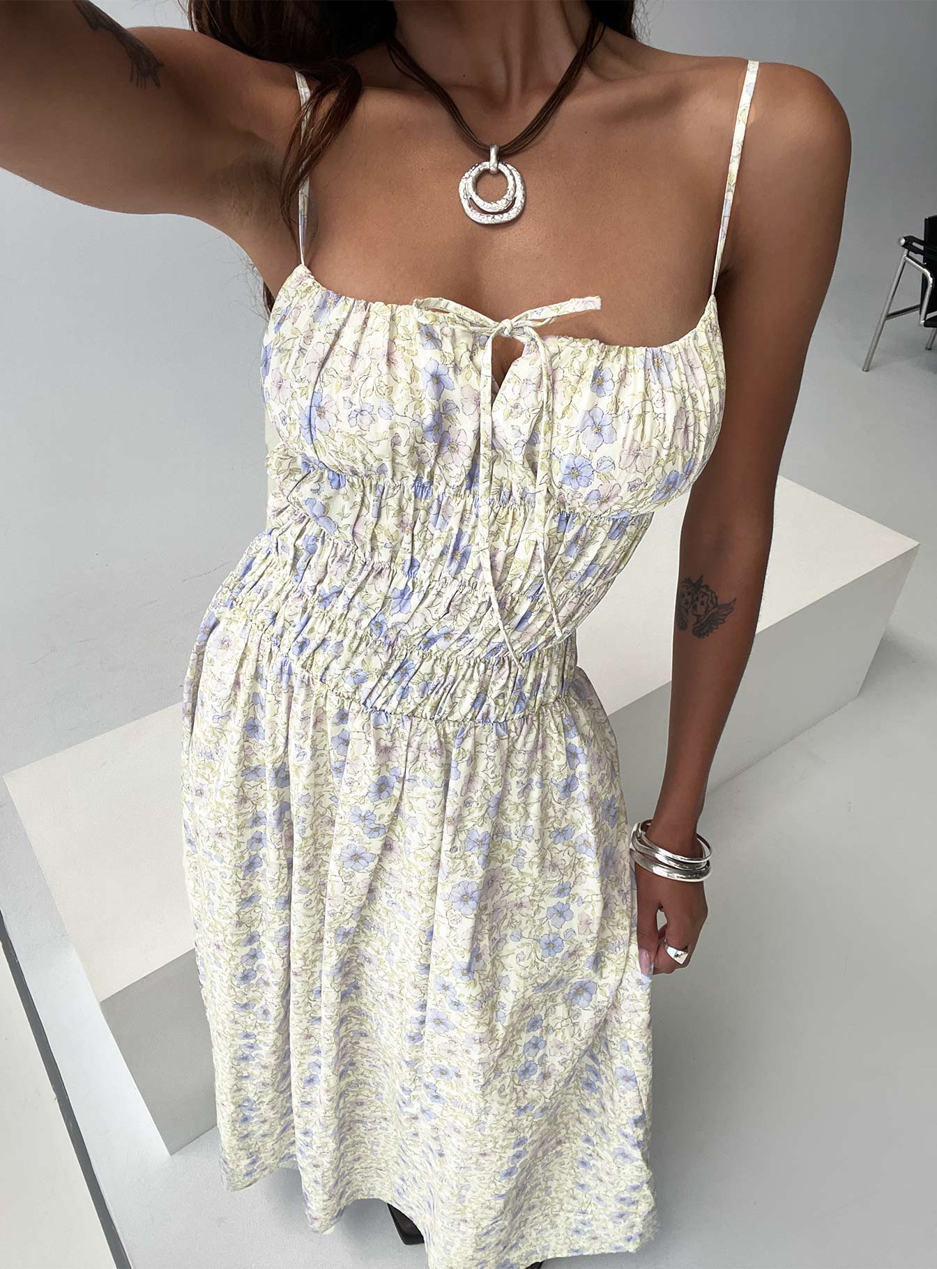 Loralei Shirred Maxi Dress Floral-Oh Mollys