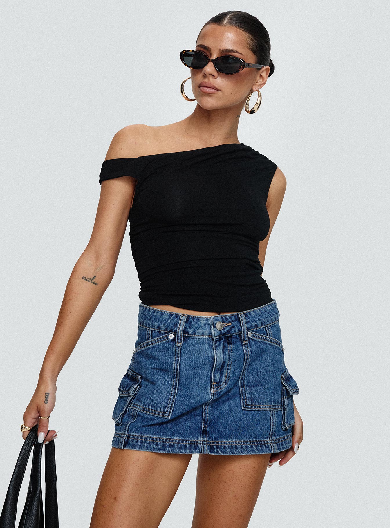Pacific Coast Denim Cargo Skirt Dark Wash-Oh Mollys