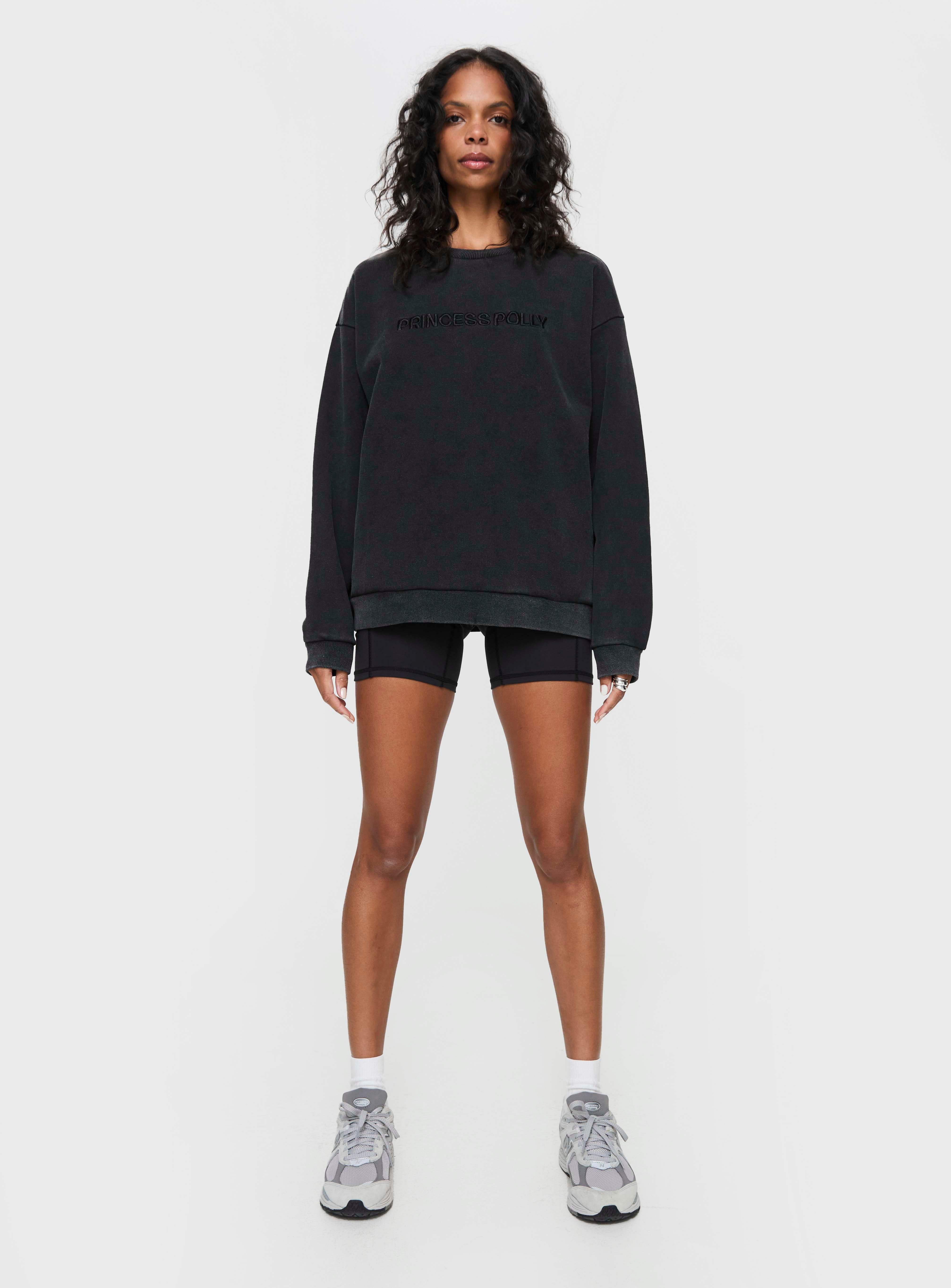 Fearlessness Activewear Crew Neck Sweatshirt Black-Oh Mollys