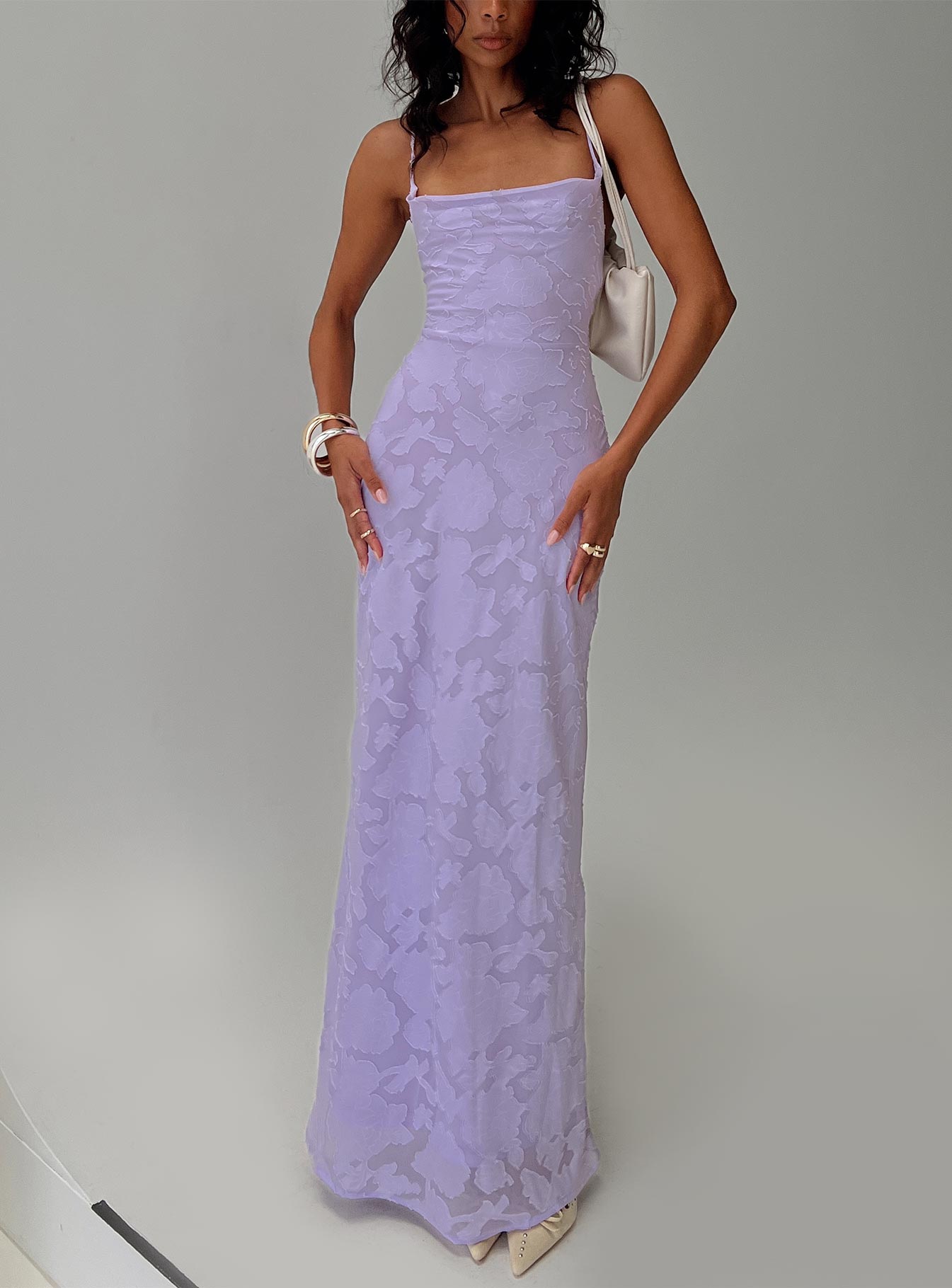 Celena Maxi Dress Lilac Burnout-Oh Mollys