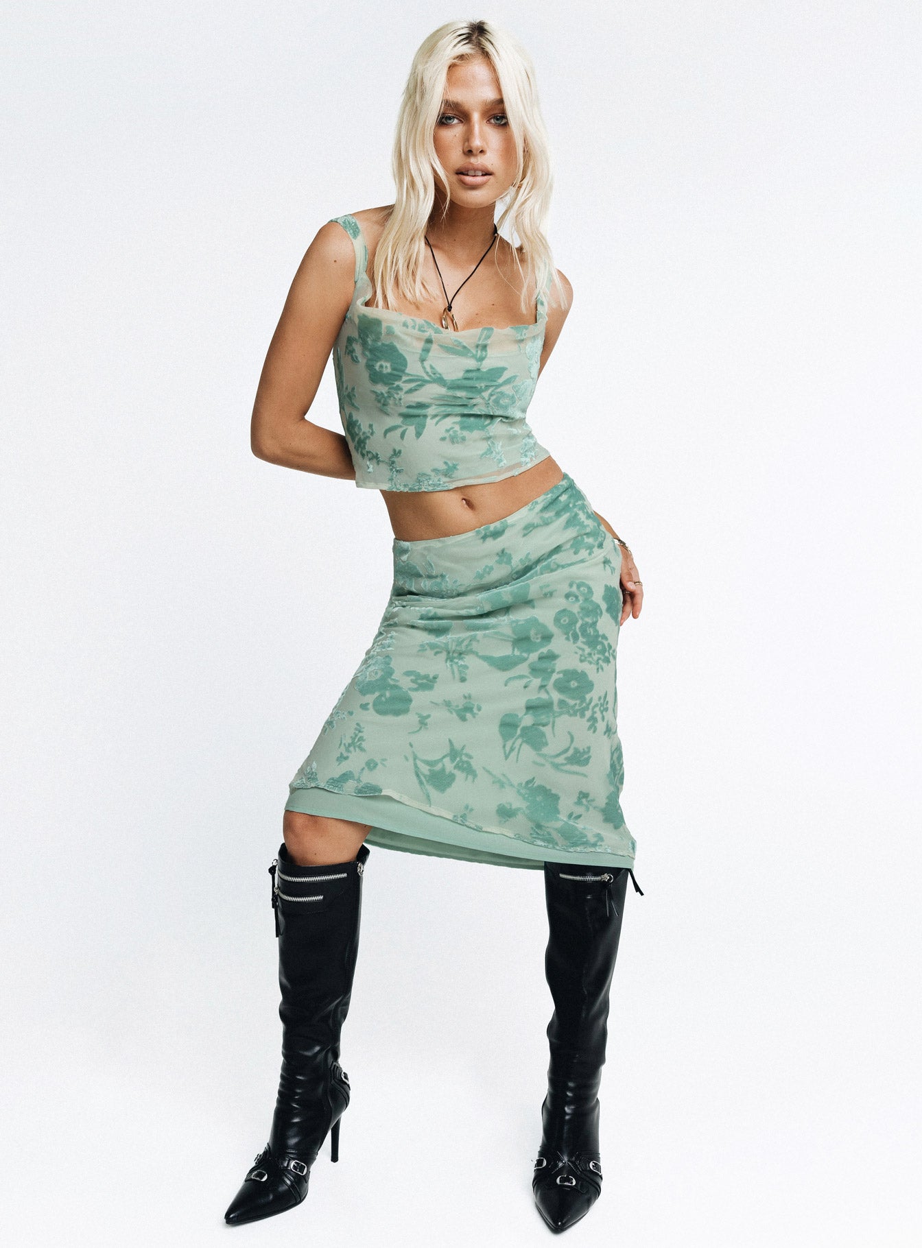 Devore Midi Skirt Multi-Oh Mollys