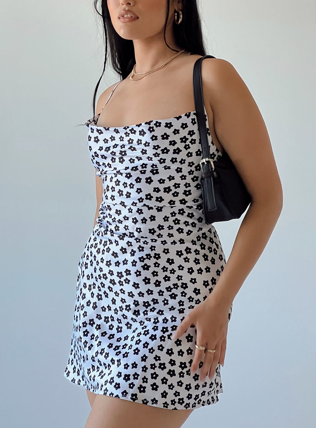 Celena Mini Dress Black/White-Oh Mollys