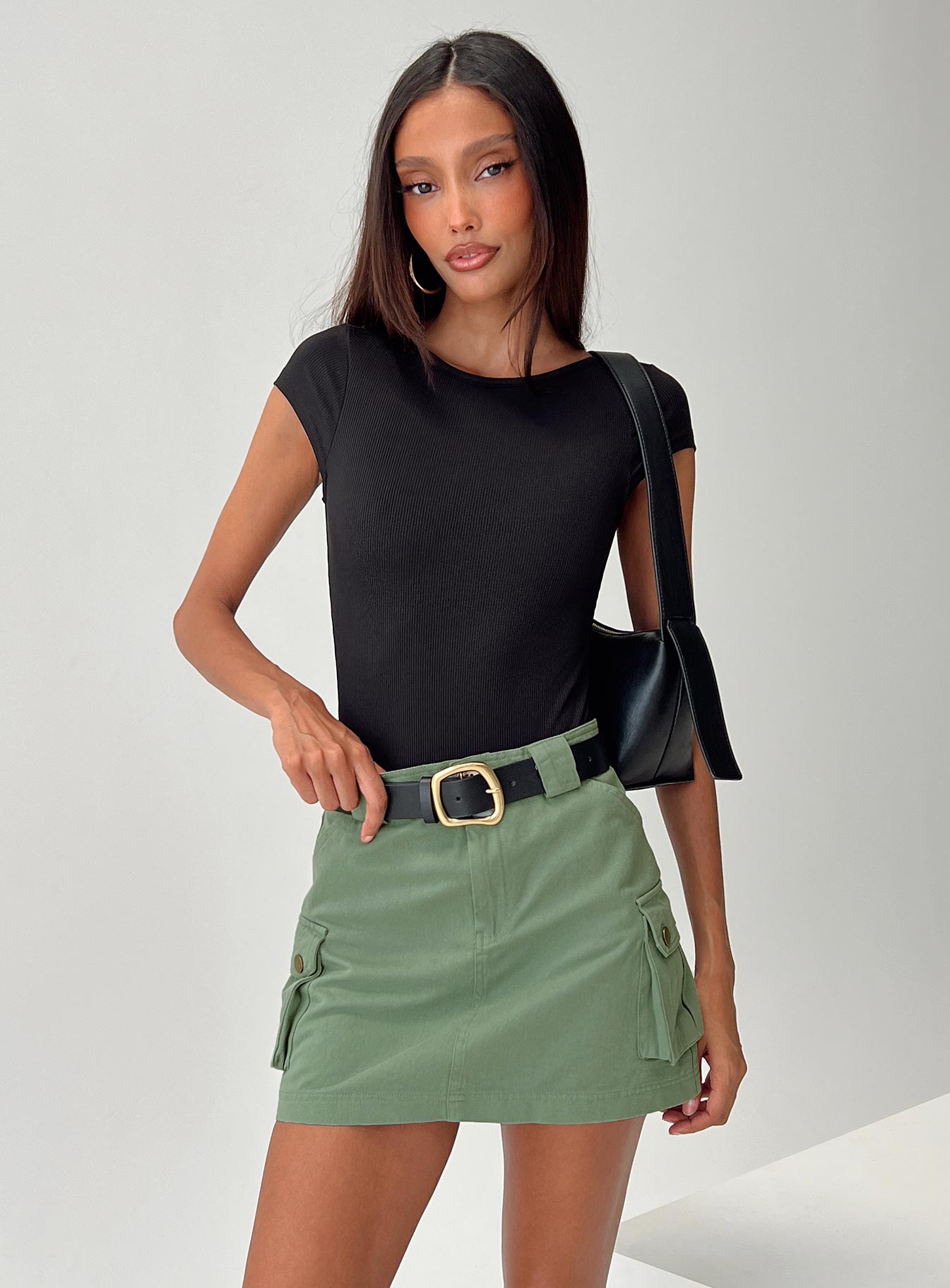 Lydie Cargo Mini Skirt Green-Oh Mollys