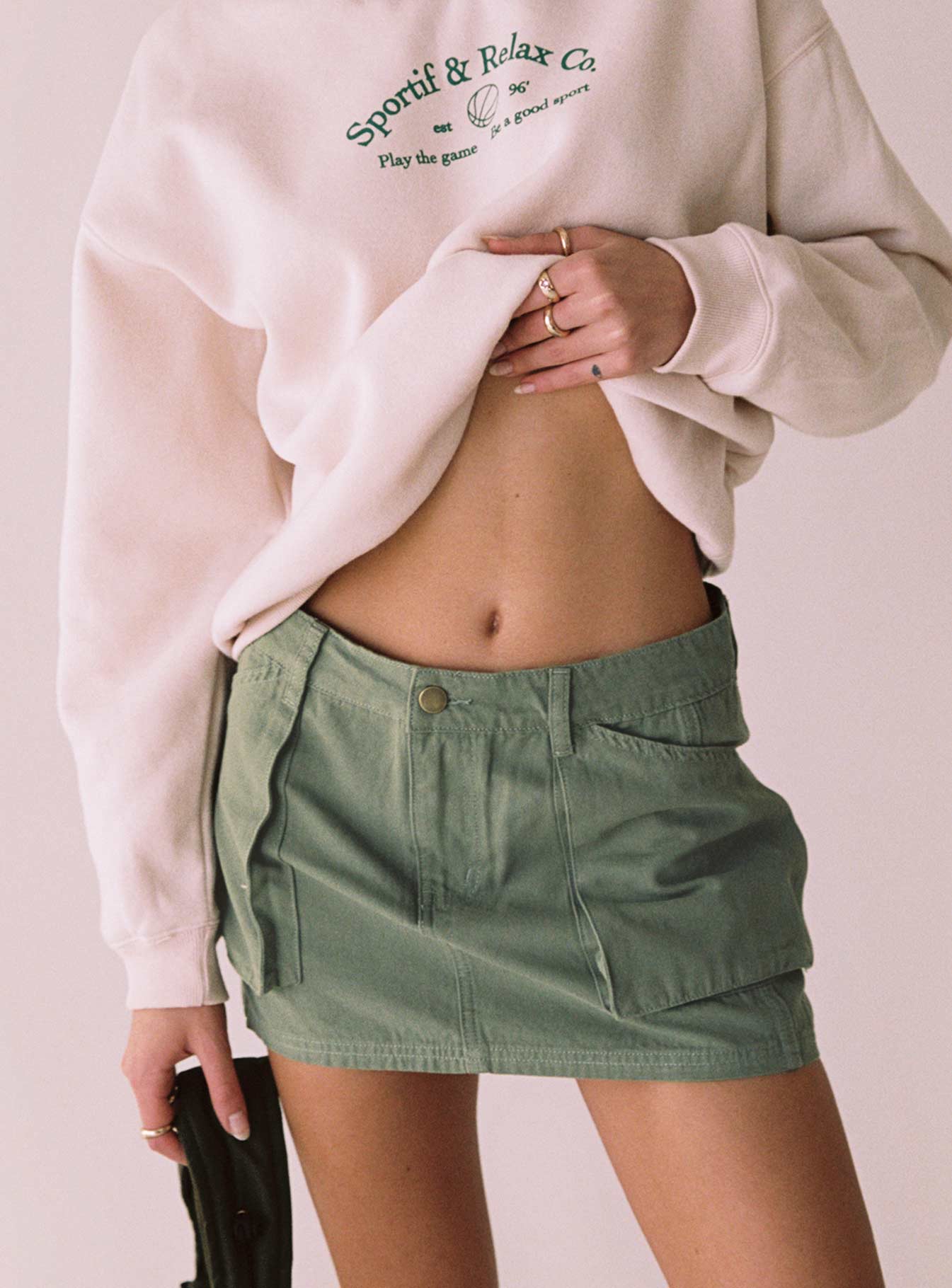 Leni Cargo Mini Skirt Khaki-Oh Mollys