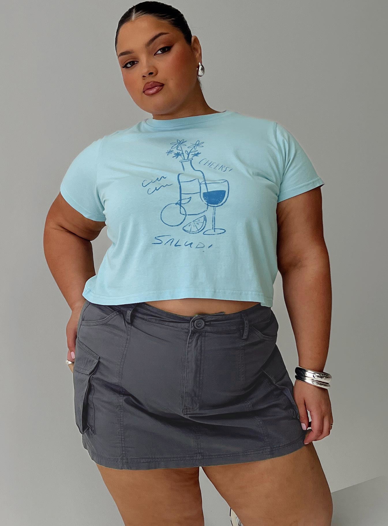 Lieutenant Cargo Mini Skirt Slate-Oh Mollys