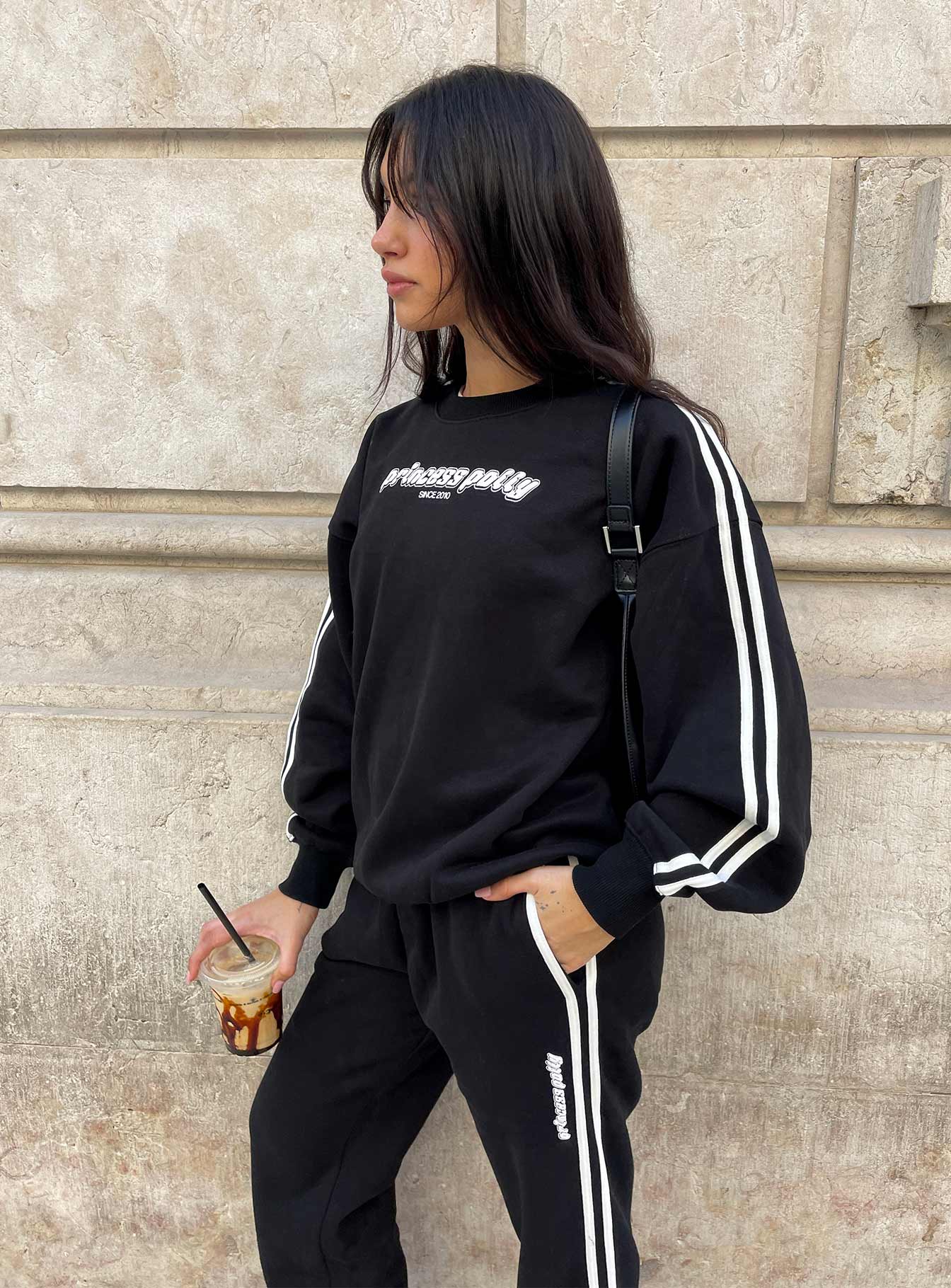 Oh Mollys Crew Neck Sweatshirt Stripe Black / White-Oh Mollys