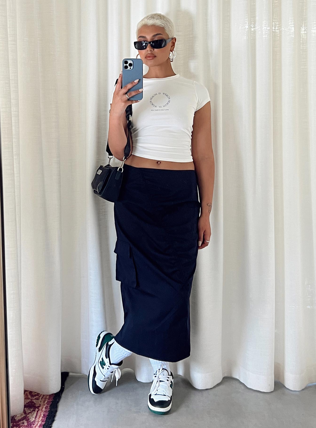 Motel Enore Skirt Navy-Oh Mollys