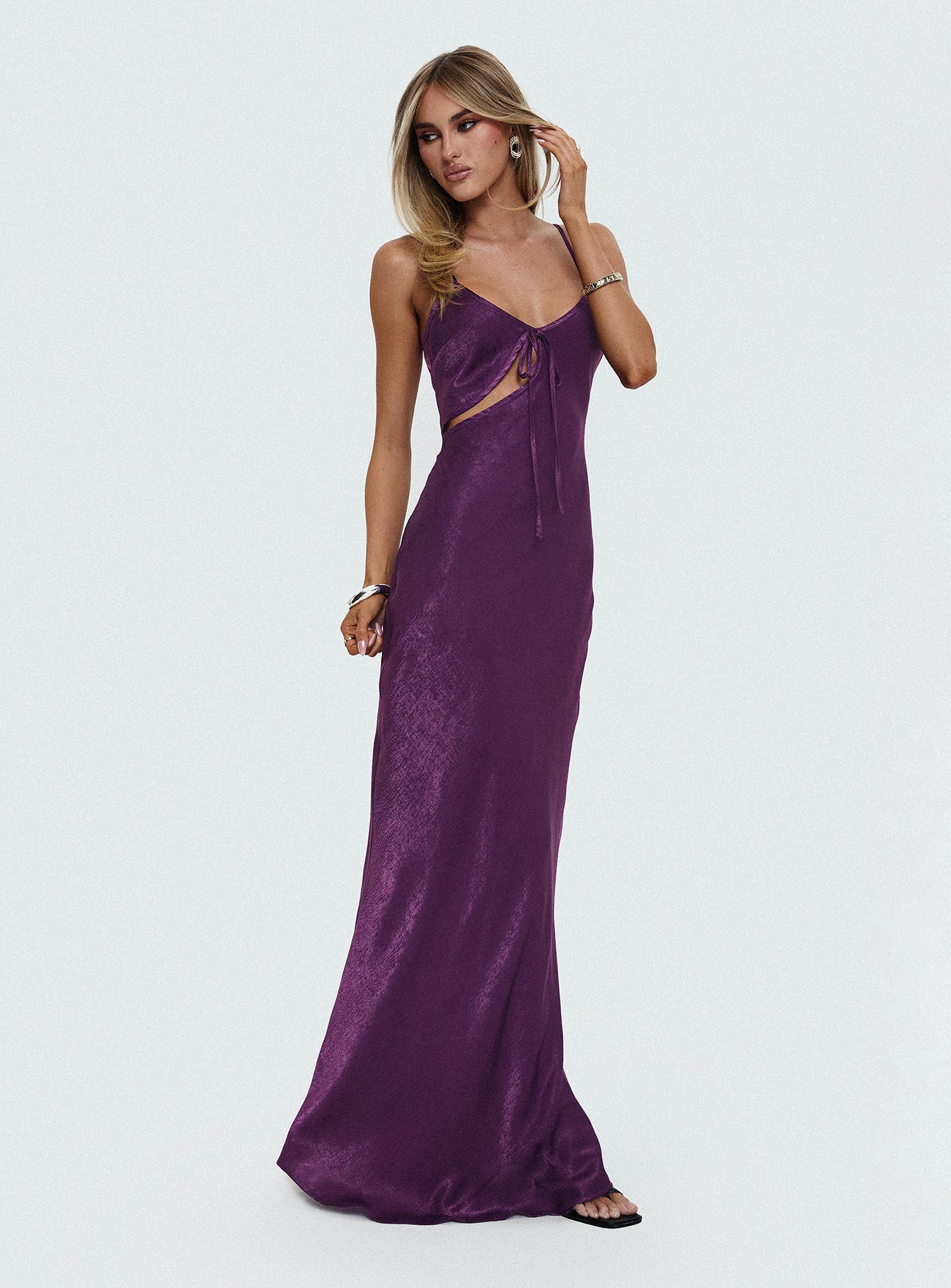 Linger Bias Cut Maxi Dress Purple-Oh Mollys