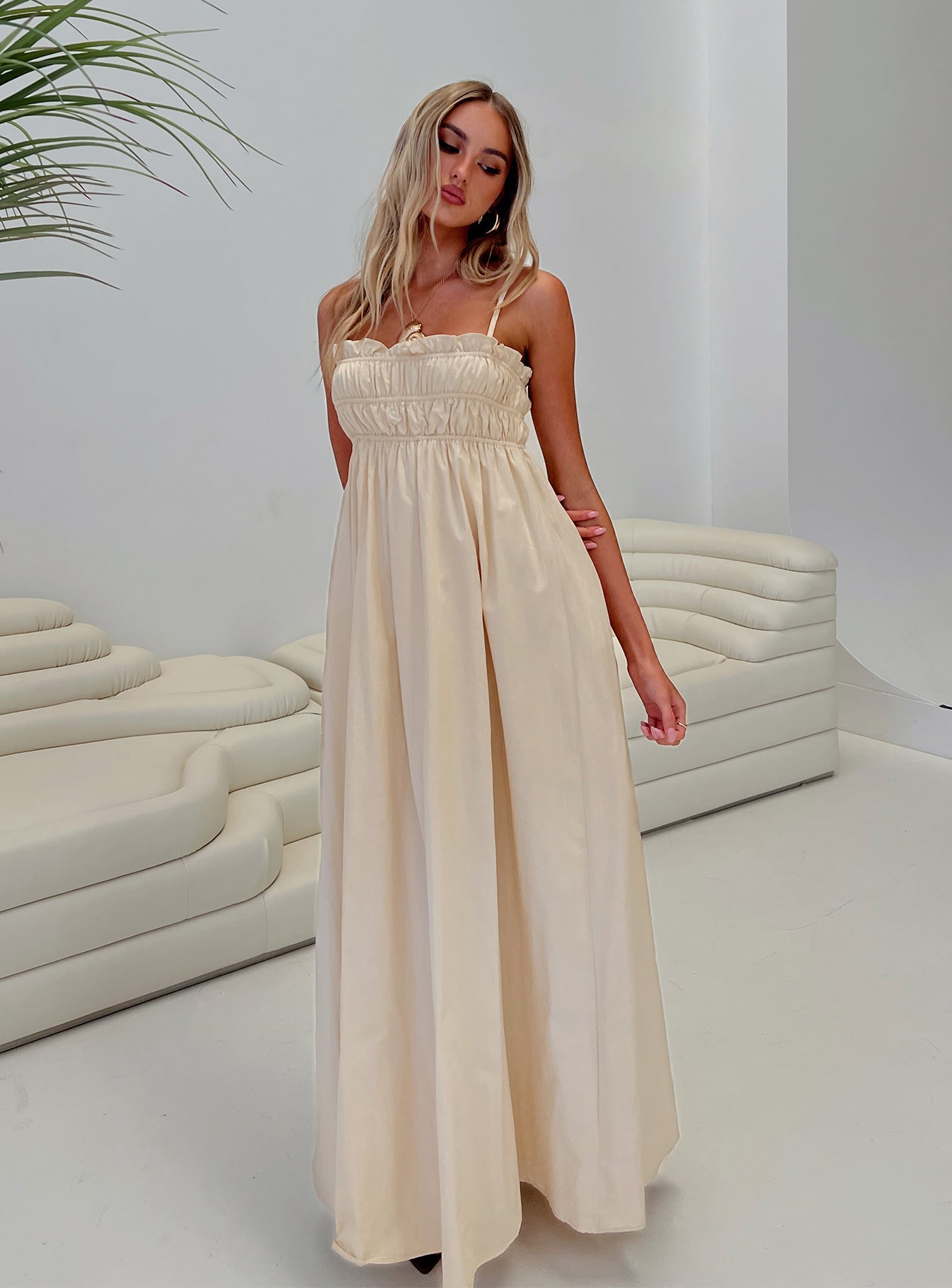 Love All Around Maxi Dress Cream-Oh Mollys