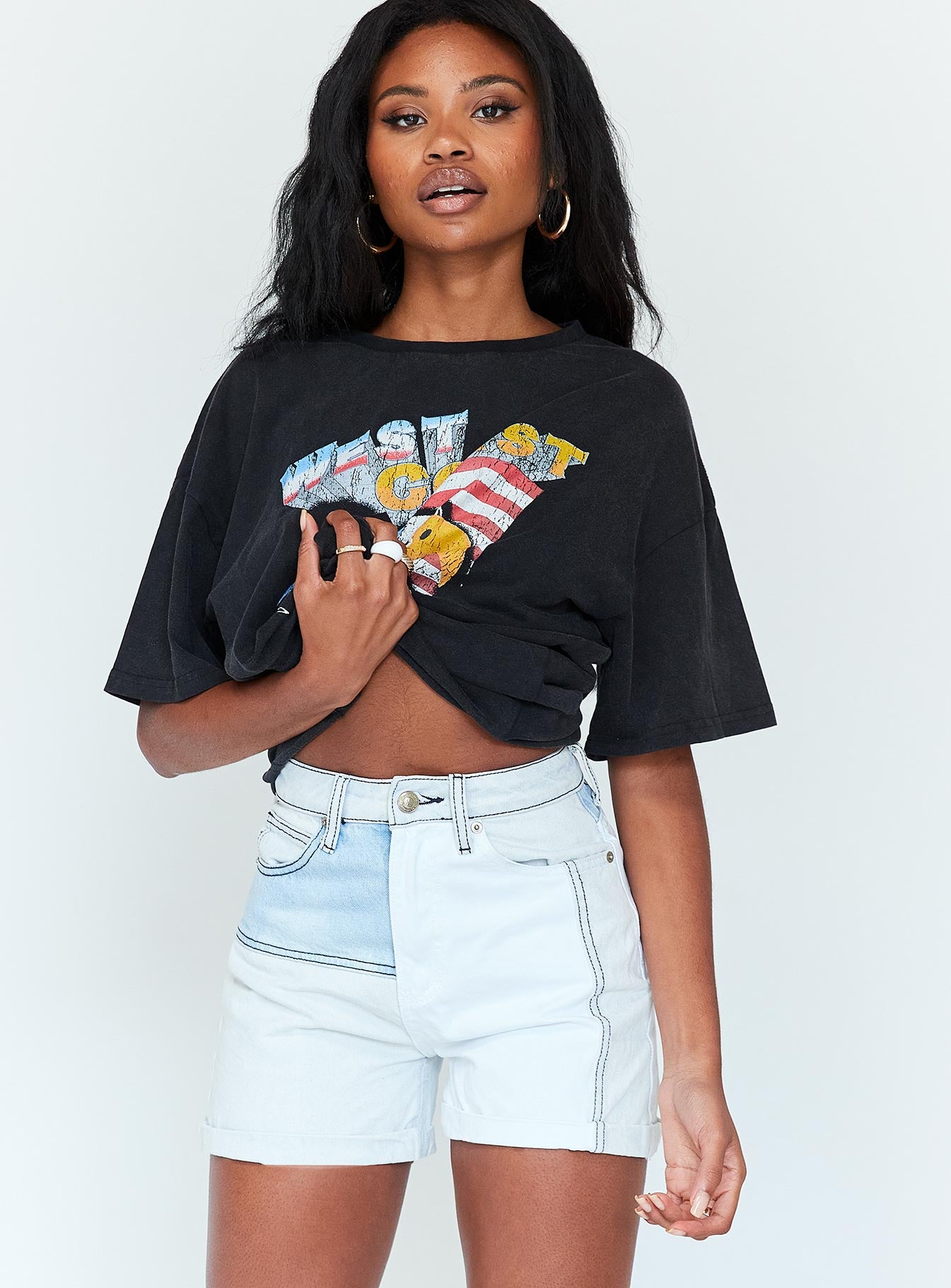 Dani Patchwork Denim Shorts-Oh Mollys