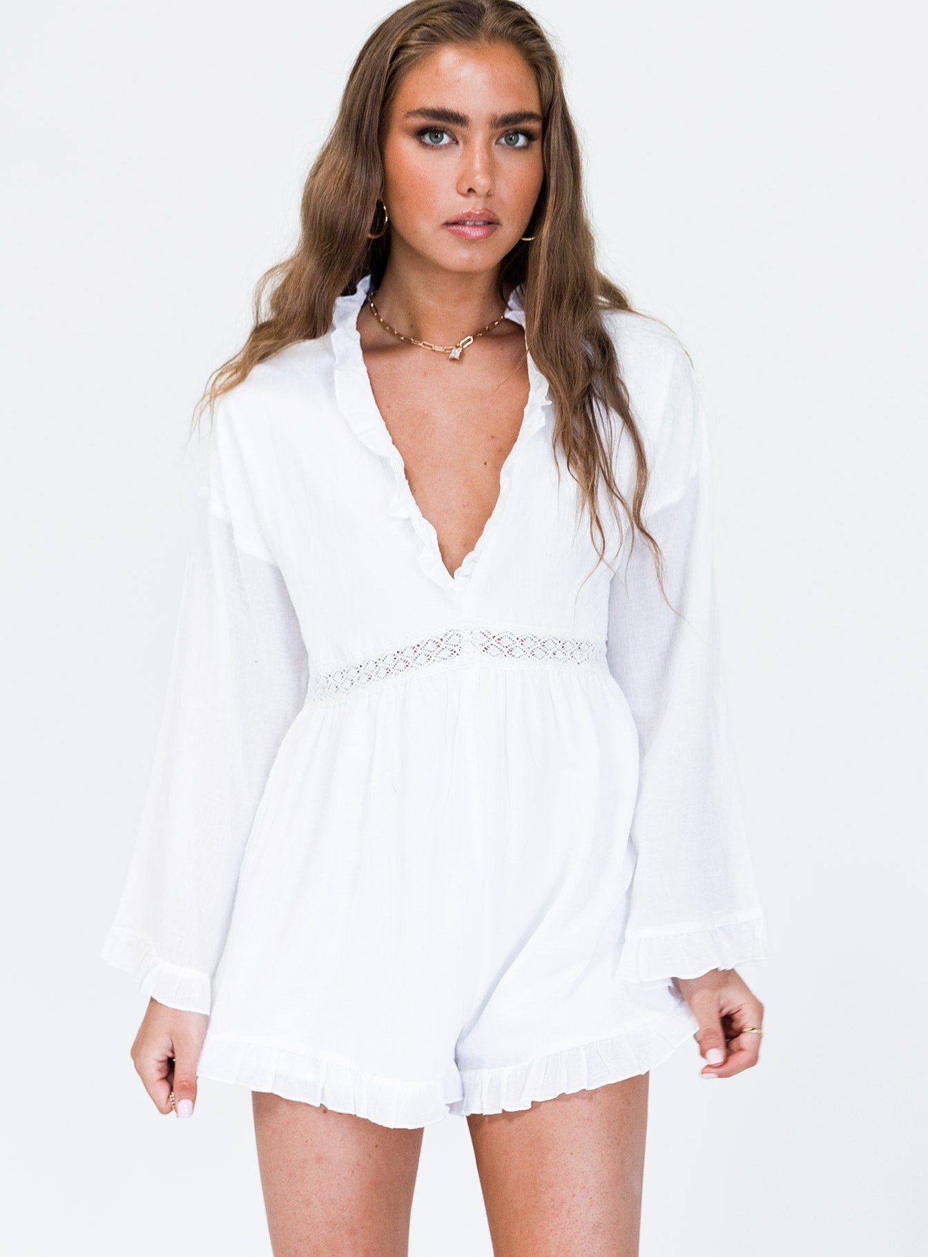 One Kiss Romper White-Oh Mollys