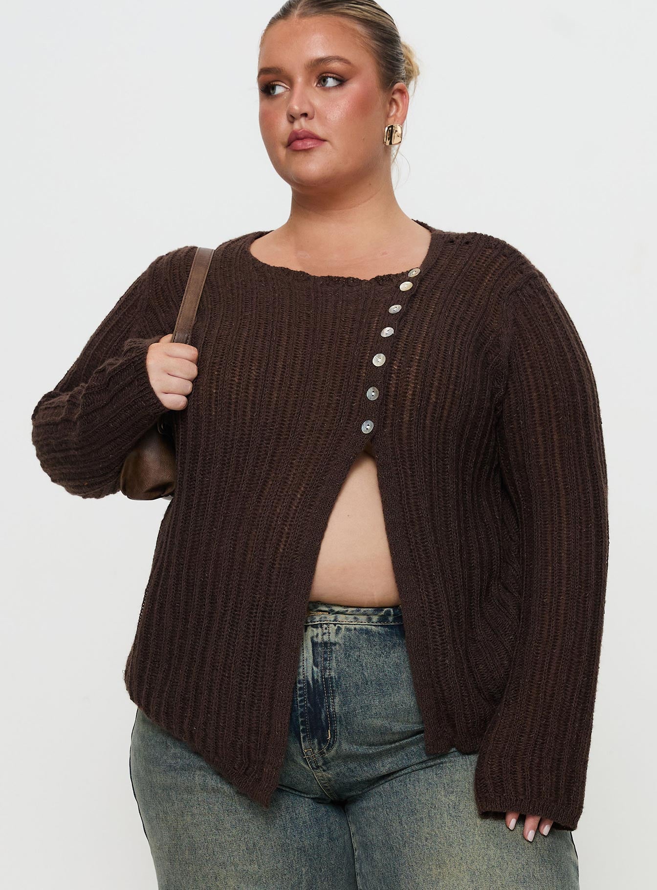 Lenker Knit Jumper Brown Curve-Oh Mollys