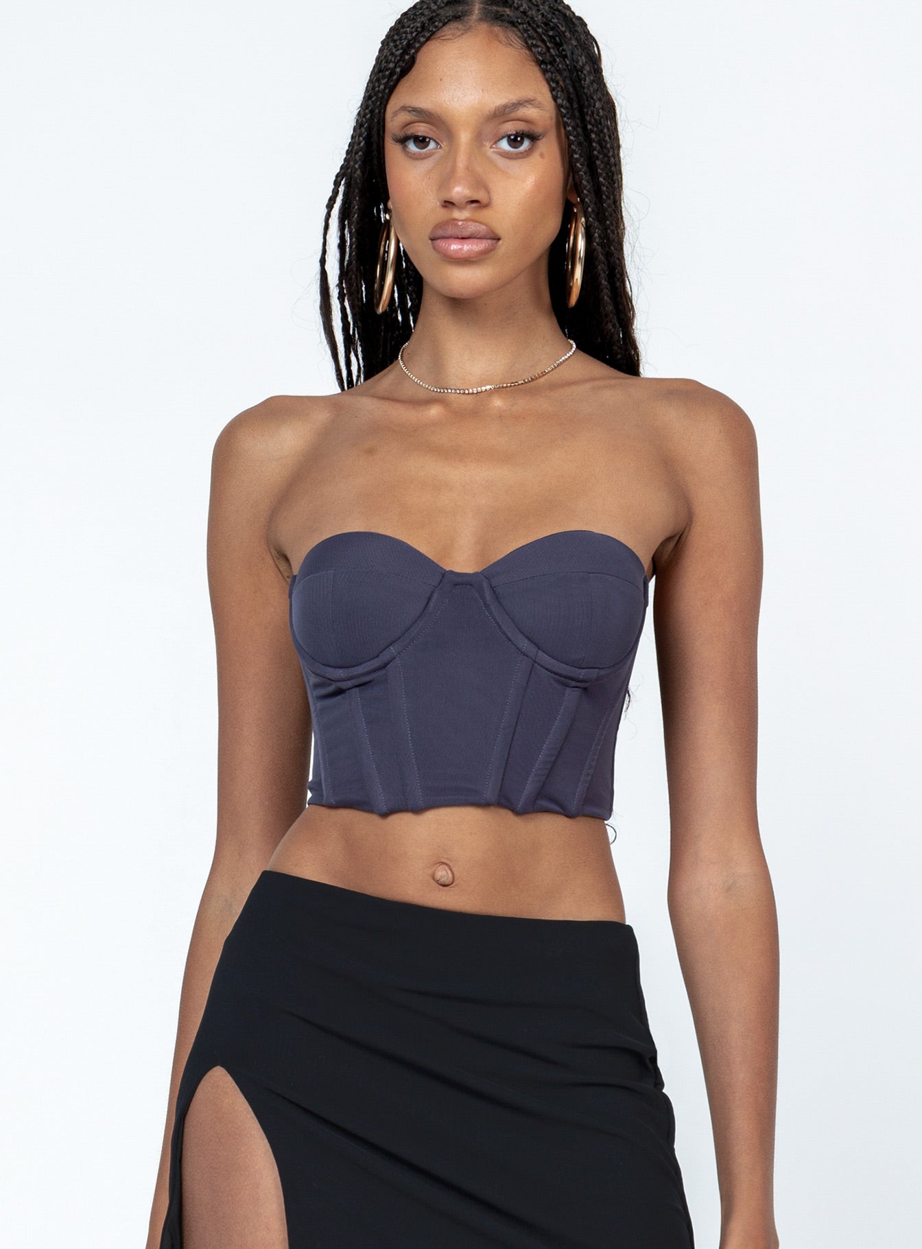 Endless Love Mesh Corset Top Slate-Oh Mollys