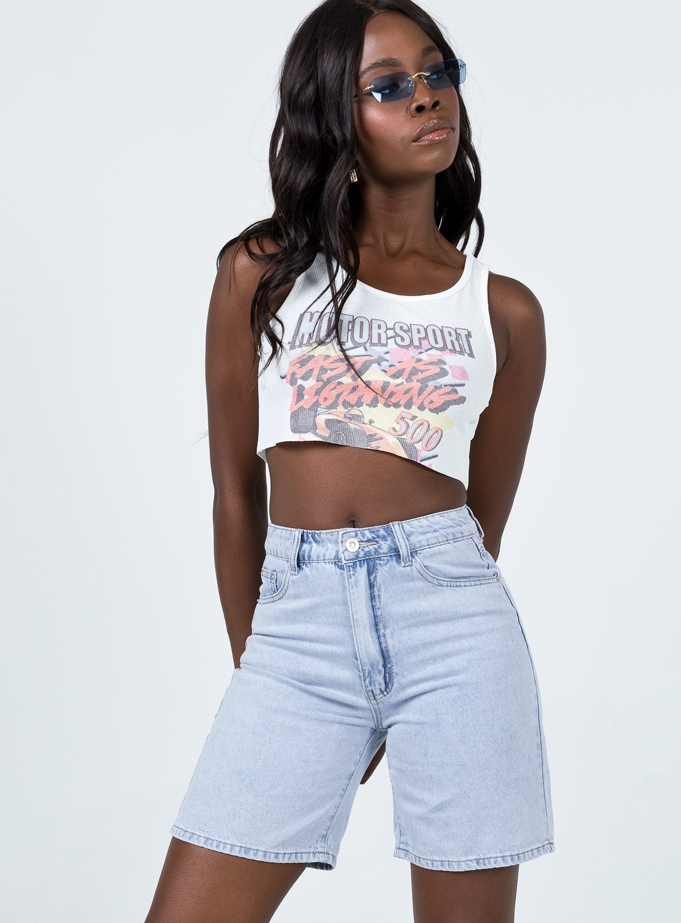 Lexie Lightwash Denim Shorts-Oh Mollys