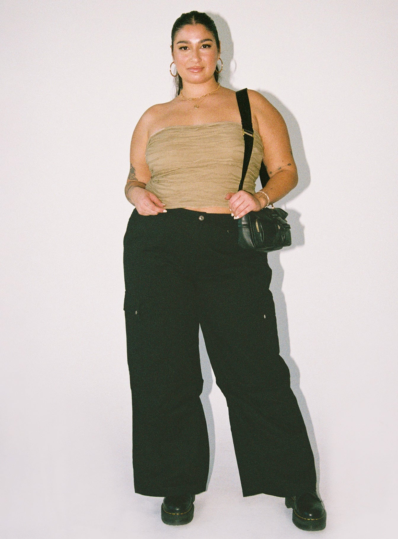 Fallout Mid Rise Cargo Pants Black Curve-Oh Mollys