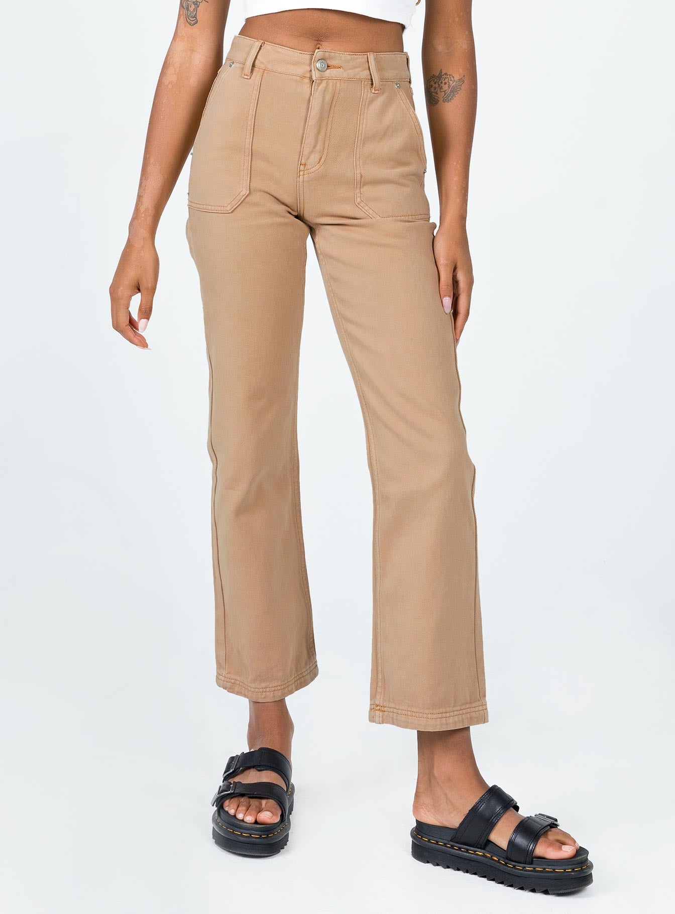 Carpenter Straight Leg Jeans Brown-Oh Mollys
